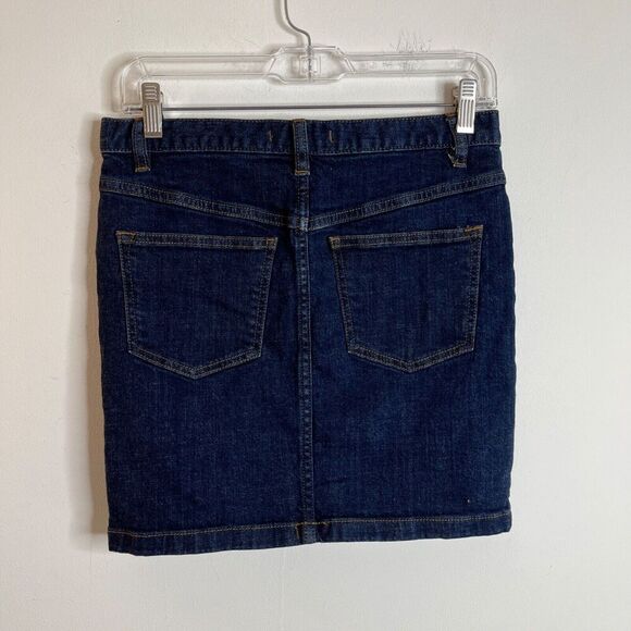 Free People Women's Jean Mini Skirt Sz 2 Pencil Straight Dark Wash Denim Stretch - Picture 2 of 5
